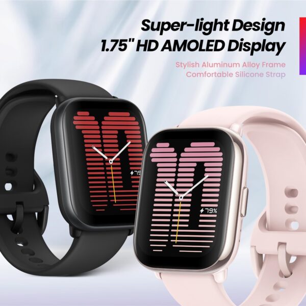 Certainly! Here's an alt text for the Amazfit Active Smart Watch for Women: "The Amazfit Active Smart Watch for Women is a sleek and stylish wearable device designed for the modern, health-conscious woman. It features a slim profile with a color touchscreen display, customizable watch faces, and interchangeable straps to match different outfits. The watch is equipped with a variety of sensors for fitness tracking, heart rate monitoring, and GPS navigation, as well as Bluetooth connectivity for calls and music. It's an elegant accessory that blends fashion with functionality, perfect for tracking daily activities and staying connected on the go."