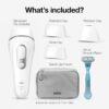 "Braun IPL Long-Lasting Hair Removal System for Women and Men, featuring a sleek white design with ergonomic handle, displayed on a white background. The device promises effective and gentle hair reduction for smooth skin."