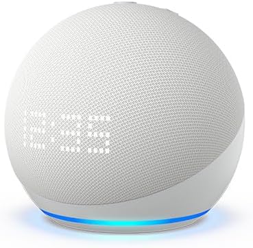“Smart speaker with clock and Alexa, Cloud Blue.”