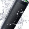 Portable Bluetooth speaker with HD sound, IPX5 waterproof rating, and up to 24 hours of playtime.”