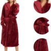HEARTNICE Womens Hooded Fleece Robe, Soft Plush Bathrobe for Women's, Fluffy Cute Long House Coat