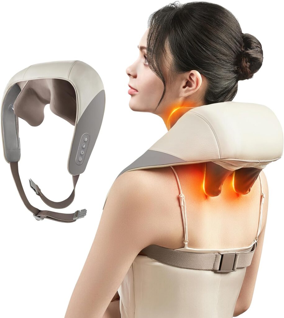 Mini Shiatsu Neck Massager, Shoulder Neck Massager with Heat for Pain Relief Deep Tissue, Neck, Back, Shoulder