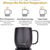 A sleek, temperature-controlled coffee mug with a self-heating feature and adjustable temperature settings. The mug, called Nextmug, offers three modes—warm, hot, and piping—to keep beverages at the perfect temperature for hours. It has a long-lasting battery and a wireless charging base for convenient recharging. The design is stylish and durable, with a spill-resistant lid for travel and an ergonomic handle for easy grip. The mug can be integrated with smart home technology for remote temperature control. Ideal for coffee and tea lovers who want to enjoy their drinks at a consistent temperature, whether at home or on the go.