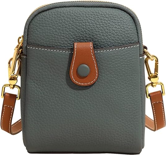 “EXSIAR Leather Small Crossbody Cell Phone Purse: A designer retro zipper purse made of leather, featuring a mini wallet bag with credit card slots. Ideal for women on the go.”