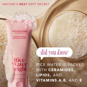alt text for The Face Shop Rice Water Bright Foaming Facial Cleanser with Ceramide**:

"**The Face Shop Rice Water Bright Foaming Facial Cleanser with Ceramide**: A gentle face wash that hydrates, moisturizes, and removes makeup. Suitable for all skin types. Vegan and part of Korean skincare. Size: 5.07 Fl Oz (Pack of 1)."

Feel free to use this concise description to enhance accessibility for your audience! 😊

Source: [The Face Shop Rice Water Bright Foaming Facial Cleanser with Ceramide on Amazon](https://www.amazon.com/Foaming-Cleanser-Brightening-Hydrating-K-Beauty/dp/B00FJ2LU2Q) ¹

Source: Conversation with Copilot, 2024/05/29
(1) The Face Shop Rice Water Bright Foaming Facial Cleanser with Ceramide .... https://www.amazon.com/Foaming-Cleanser-Brightening-Hydrating-K-Beauty/dp/B00FJ2LU2Q.
(2) The Face Shop Rice Water Bright Foaming Nettoyant Moussant Visage .... https://thefaceshopuae.com/products/rice-water-bright-foaming-cleanser-blue-150-ml.
(3) The Face Shop Rice Water Bright Foaming Cleanser | Avon. https://www.avon.com/product/the-face-shop-rice-water-bright-foaming-cleanser-5-fl-oz-141647.
(4) Rice Water Bright Facial Foaming Cleanser 150ml - THE FACE SHOP. https://thefaceshopph.com/products/rice-water-bright-facial-foaming-cleanser-150ml.
(5) Amazon.com: The Face Shop Rice Water Bright Foaming Facial Cleanser .... https://www.amazon.com/Face-Shop-Cleanser-Brightening-Hydrating/dp/B07DS69MHD.