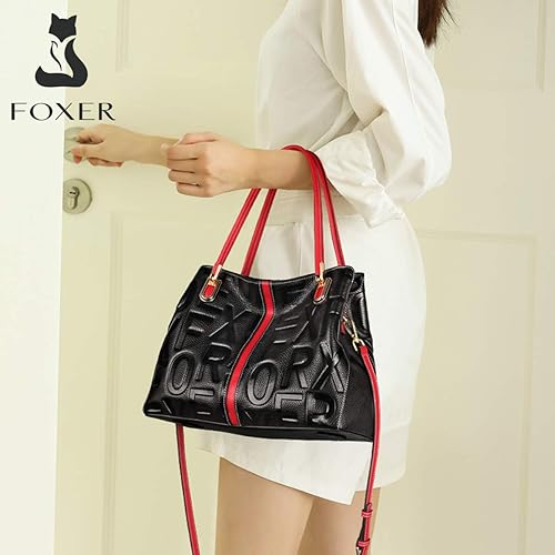 FOXLOVER Genuine Leather Handbag for Women: A stylish top-handle tote and crossbody bag, perfect for fashion-forward ladies seeking a versatile and elegant carryall purse.”