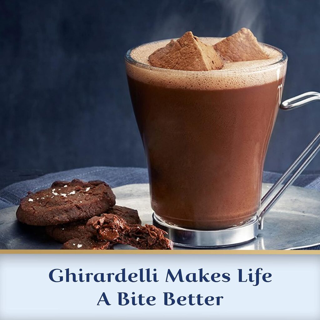 “A velvety smooth hot chocolate drink mix featuring cocoa blended with just the right amount of sugar, vanilla, and high-quality chocolate for a rich, perfectly balanced chocolate taste.”