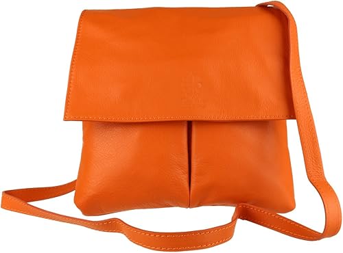 "A stylish double pocket messenger bag made from genuine Italian leather, designed by Girly HandBags. This crossbody shoulder bag combines elegance and functionality, perfect for carrying daily essentials in a chic and organized way."