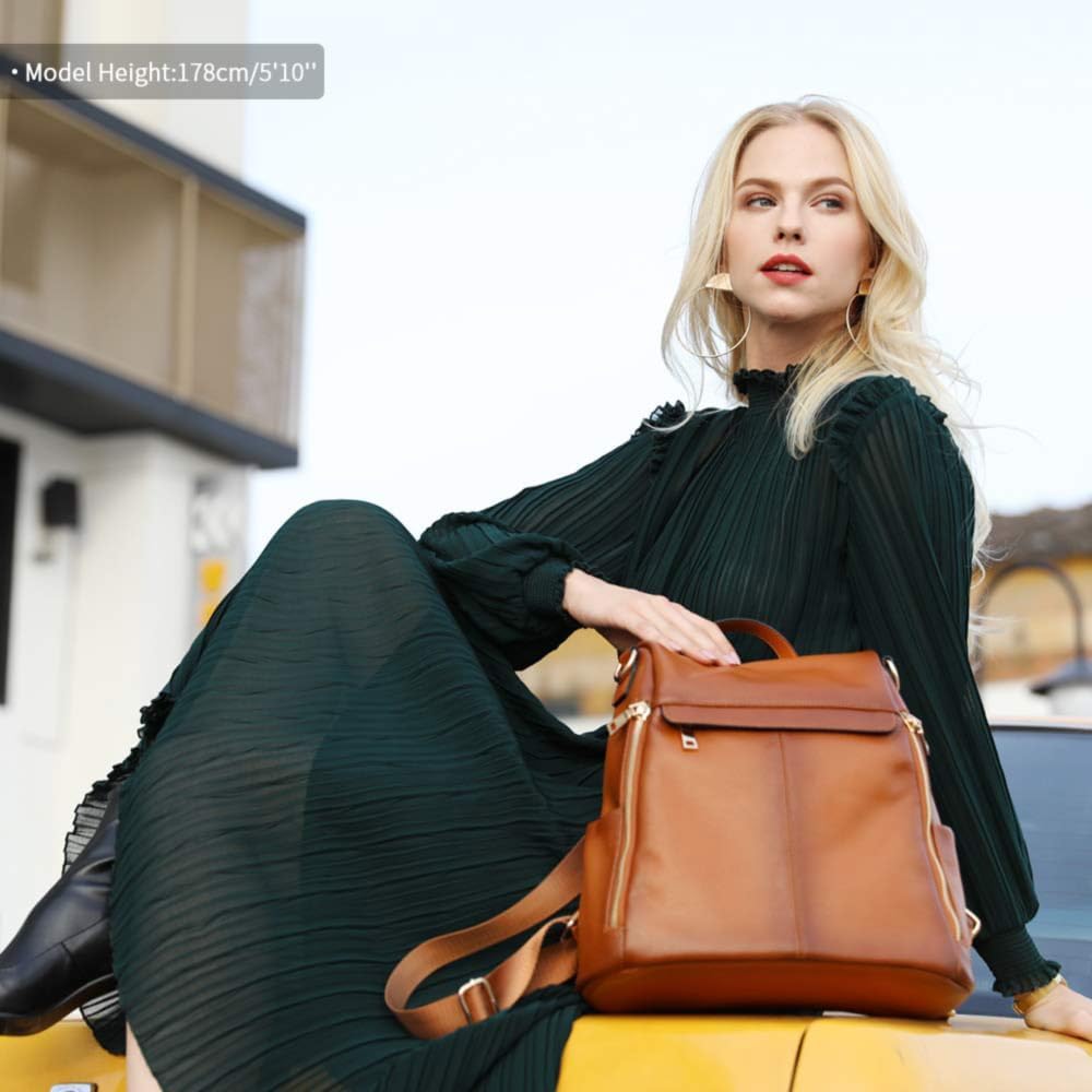 A fashionable and functional genuine leather shoulder bag for women by Kattee. This anti-theft backpack purse doubles as a satchel, offering both security and style. Perfect for everyday use, its elegant design and practical features make it an ideal accessory for any outfit