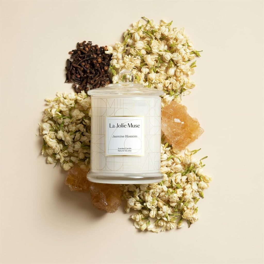 "LA JOLIE MUSE Candles Gifts for Women: A beautifully packaged candle set, perfect for gifting. These candles offer delightful scents and are ideal for creating a cozy and inviting atmosphere at home