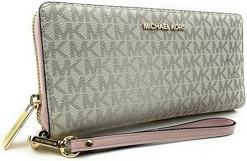 A stylish and versatile wallet wristlet by Michael Kors, from the Jet Set Travel collection in Powder Blush Multi. This elegant accessory features a zip-around closure, multiple card slots, and a wrist strap, combining functionality with chic design. Perfect for keeping your essentials organized and secure while on the go