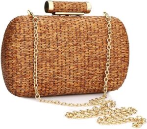 "YYW Straw Clutch Purse for Women: A hand-woven evening straw handbag, perfect for weddings, parties, and summer beach outings. Stylish and versatile, this wicker clutch adds a touch of elegance to any outfit."