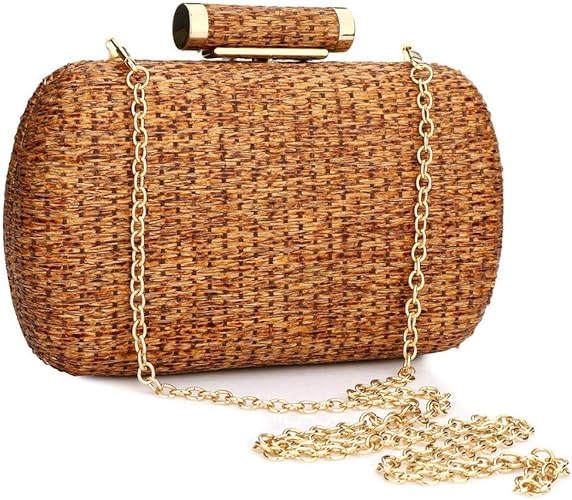 YYW Straw Clutch Purse for Women: A hand-woven evening straw handbag, perfect for weddings, parties, and summer beach outings. Stylish and versatile, this clutch adds a touch of elegance to any outfi