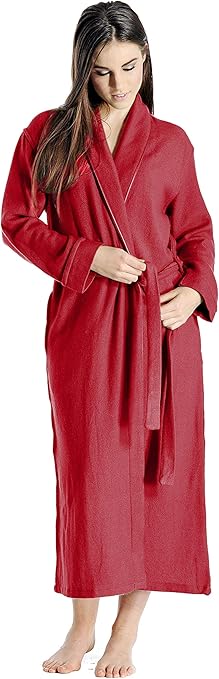 Cashmere Boutique 100% Pure Cashmere Robe for Women, featuring a long, lightweight design. This soft and plush winter bathrobe offers warmth and coziness, perfect for a luxurious and comfortable experienc