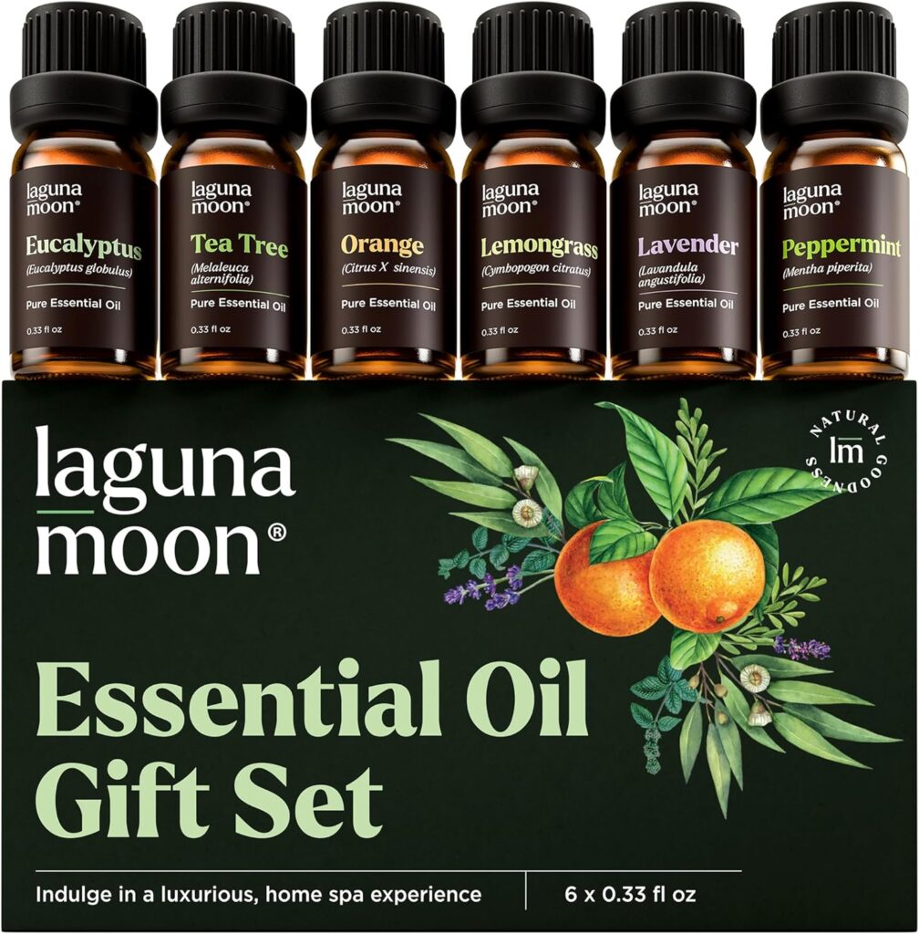 Essential Oils Set - Top 6 Blends, perfect for diffusers. This set includes a variety of aromatic blends designed to enhance your space with soothing and invigorating scents, ideal for relaxation, meditation, and creating a pleasant ambiance."