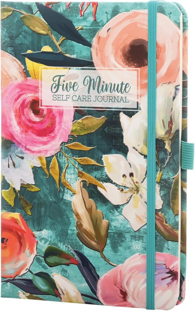 write me alt text for Five Minute Self Care Journal - Teal Floral Here’s some alt text for the Five Minute Self Care Journal - Teal Floral: "Five Minute Self Care Journal in a teal floral design, perfect for daily reflections and mindfulness practice. This journal encourages quick and thoughtful entries to promote self-care and personal growth."