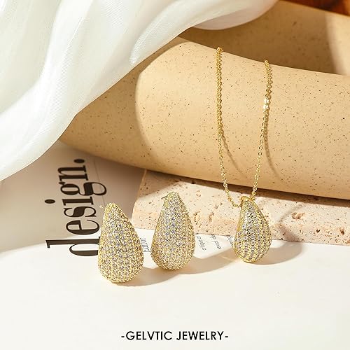 Teardrop-Chunky-Earrings-for-Women-Tear-Drop-Necklace-Gelvetic