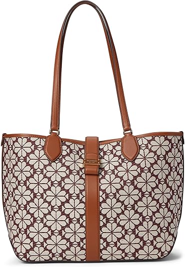 Kate Spade New York women's Spade Flower Jacquard medium open tote. This elegant tote bag features a stylish spade flower jacquard pattern, providing both fashion and functionality for everyday use."