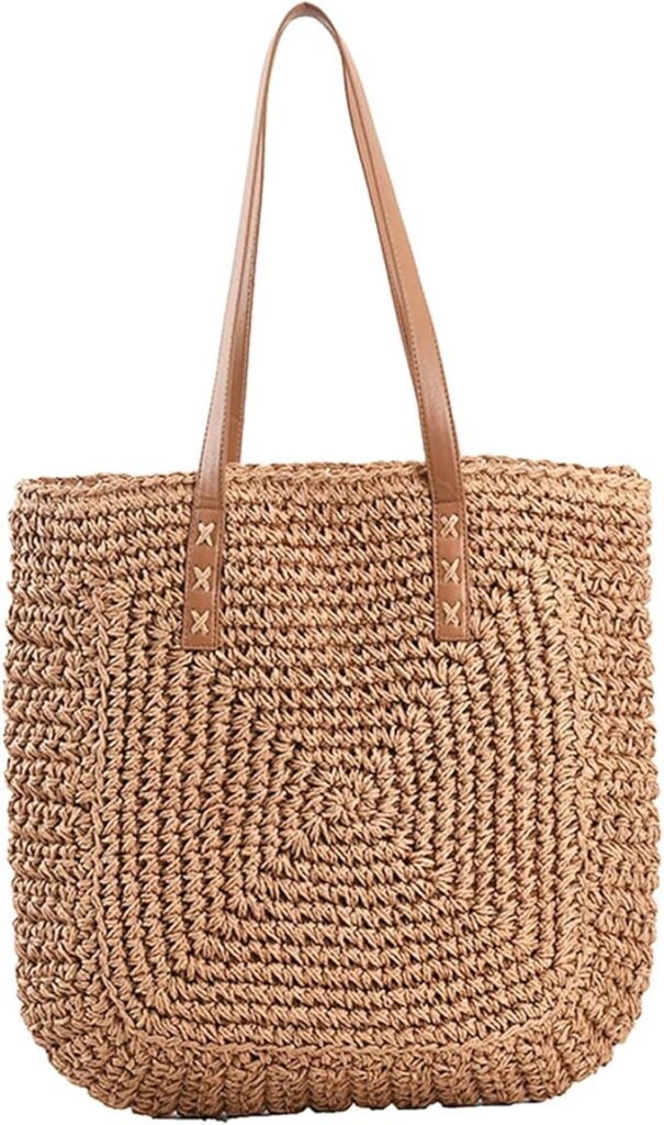 Zyndock Straw Tote Bag for Women – a stylish woven summer beach bag with sturdy handles, spacious interior, and a chic natural design, perfect for vacations, beach days, and casual outings."